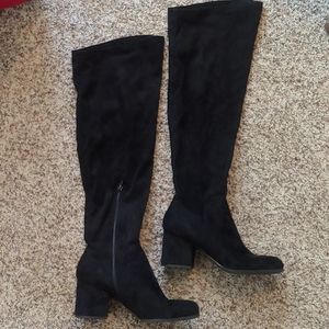 Christian Siriano OTK black faux suede boots
